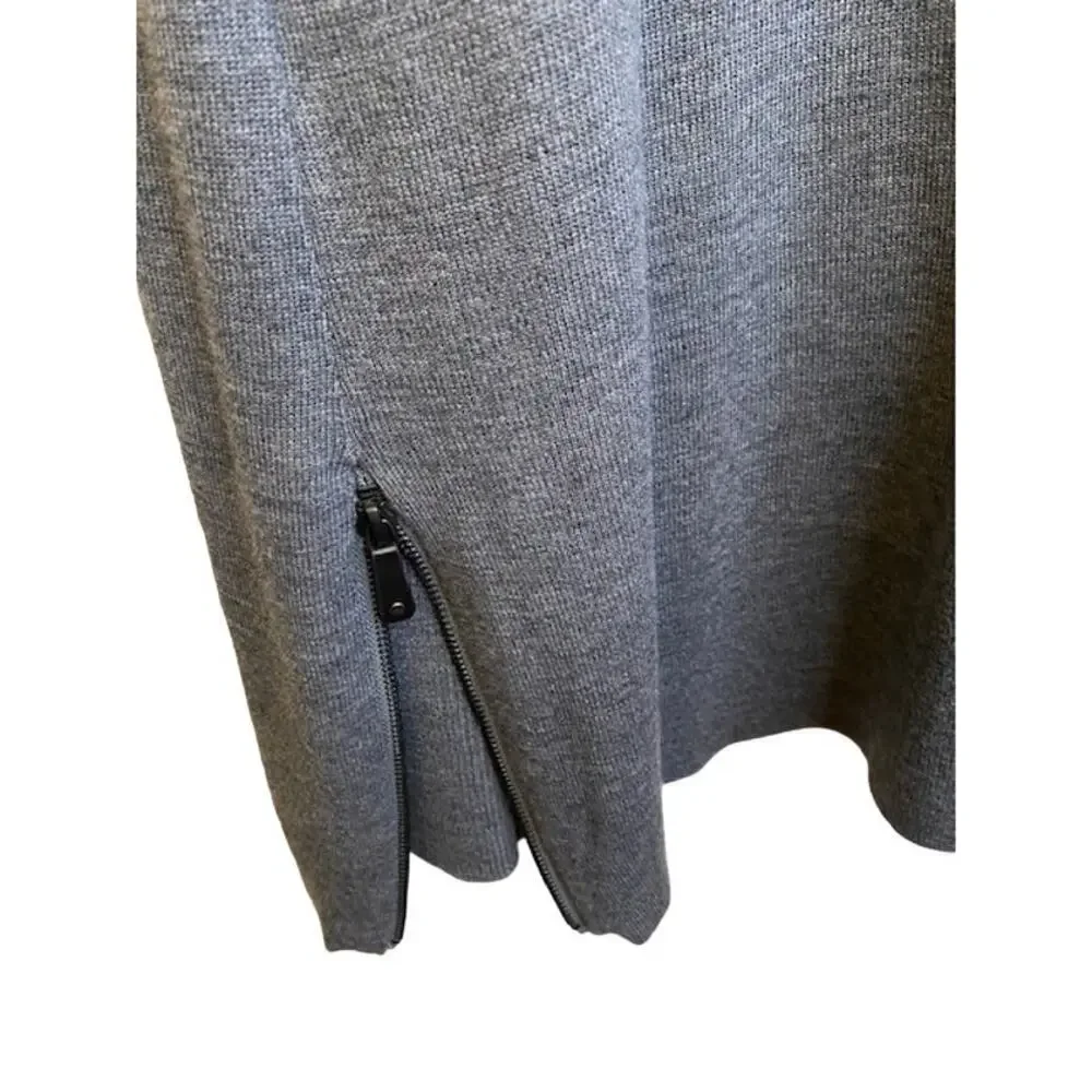 NANETTE LEPORE Sweater Vest SMALL Long Duster Merino Blend Side‎ Zipper Charcoal